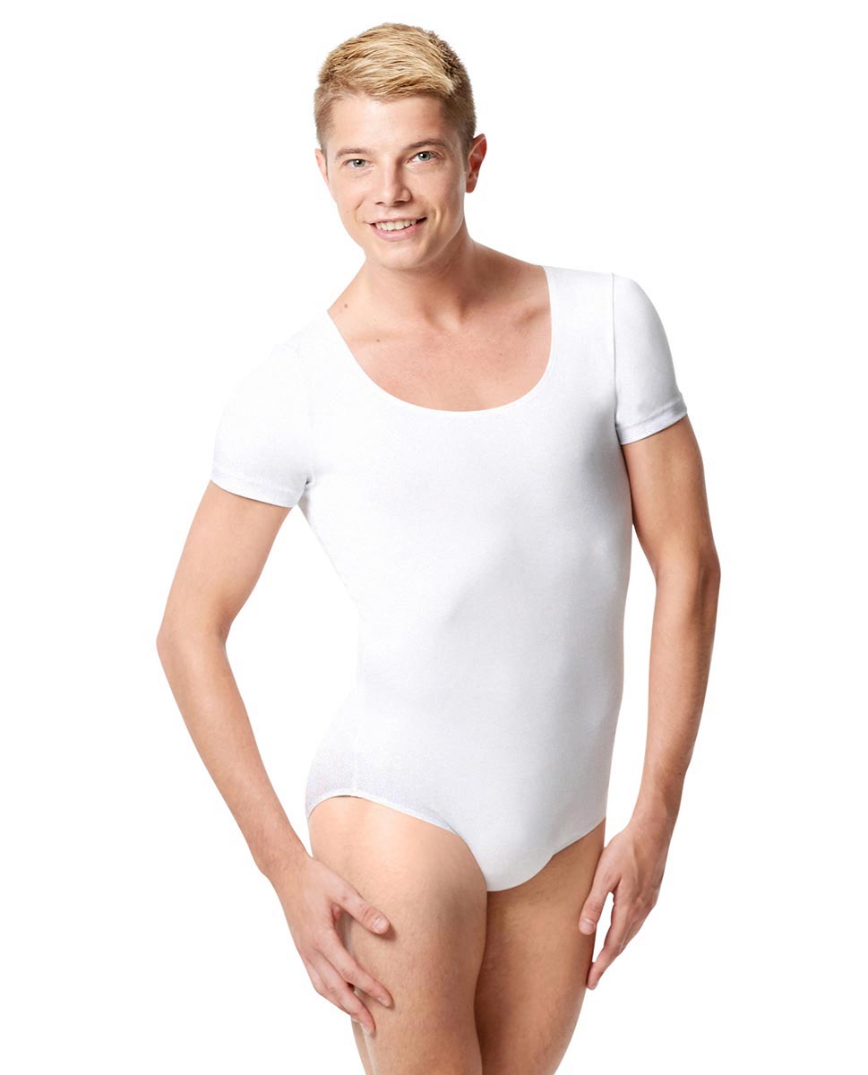 Mens Short Sleeve Ballet Leotard Ron WHI