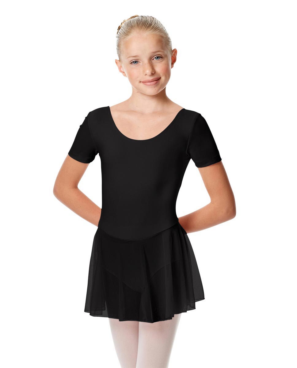 Child Short Sleeve Skirted Ballet Leotard Nelly BLK