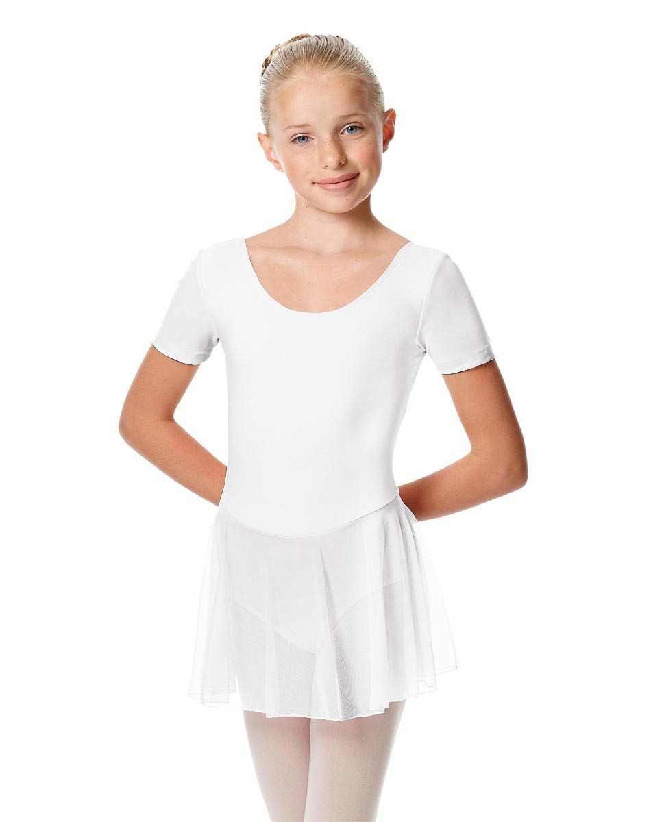 Child Short Sleeve Skirted Ballet Leotard Nelly WHI