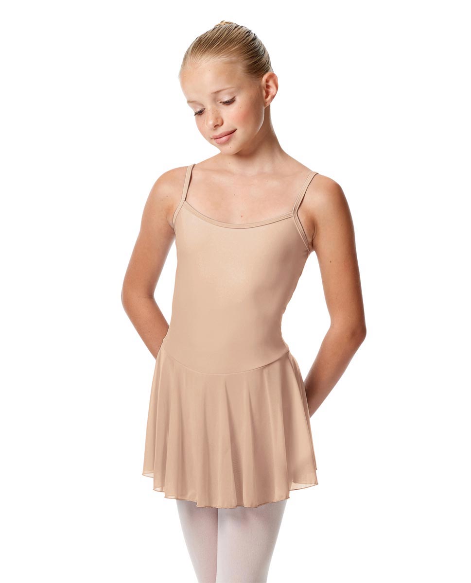 Girls Camisole Mesh Skirted Ballet Leotard Bianca NUD