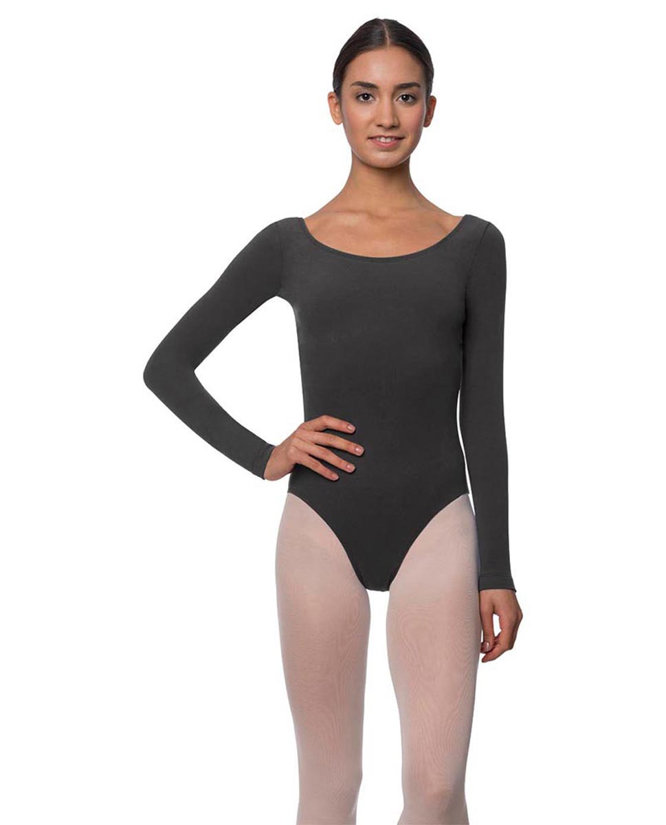 lulli womens long sleeve brushed cotton lycra dance leotard liv