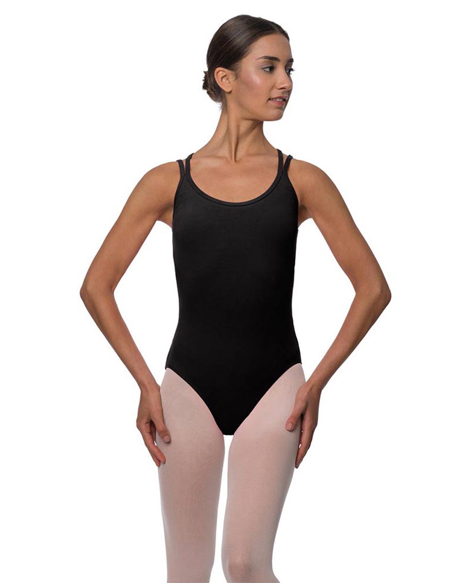 Adults Camisole Crossed Strappy Back Dance Leotard Yvette BLK