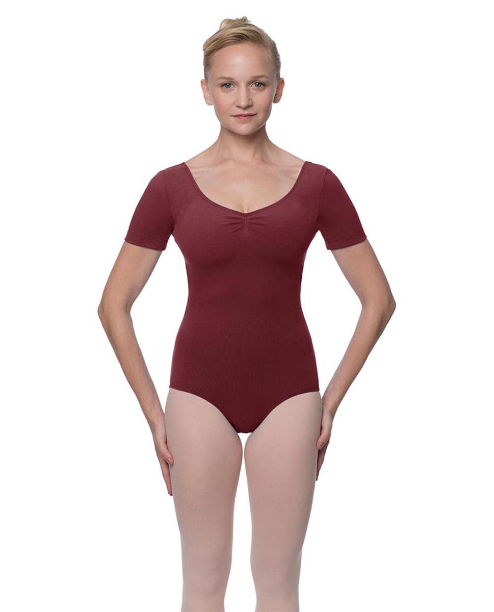 Womens Pinch Front and Back Short Sleeve Ballet Leotard Mckenzie BUR