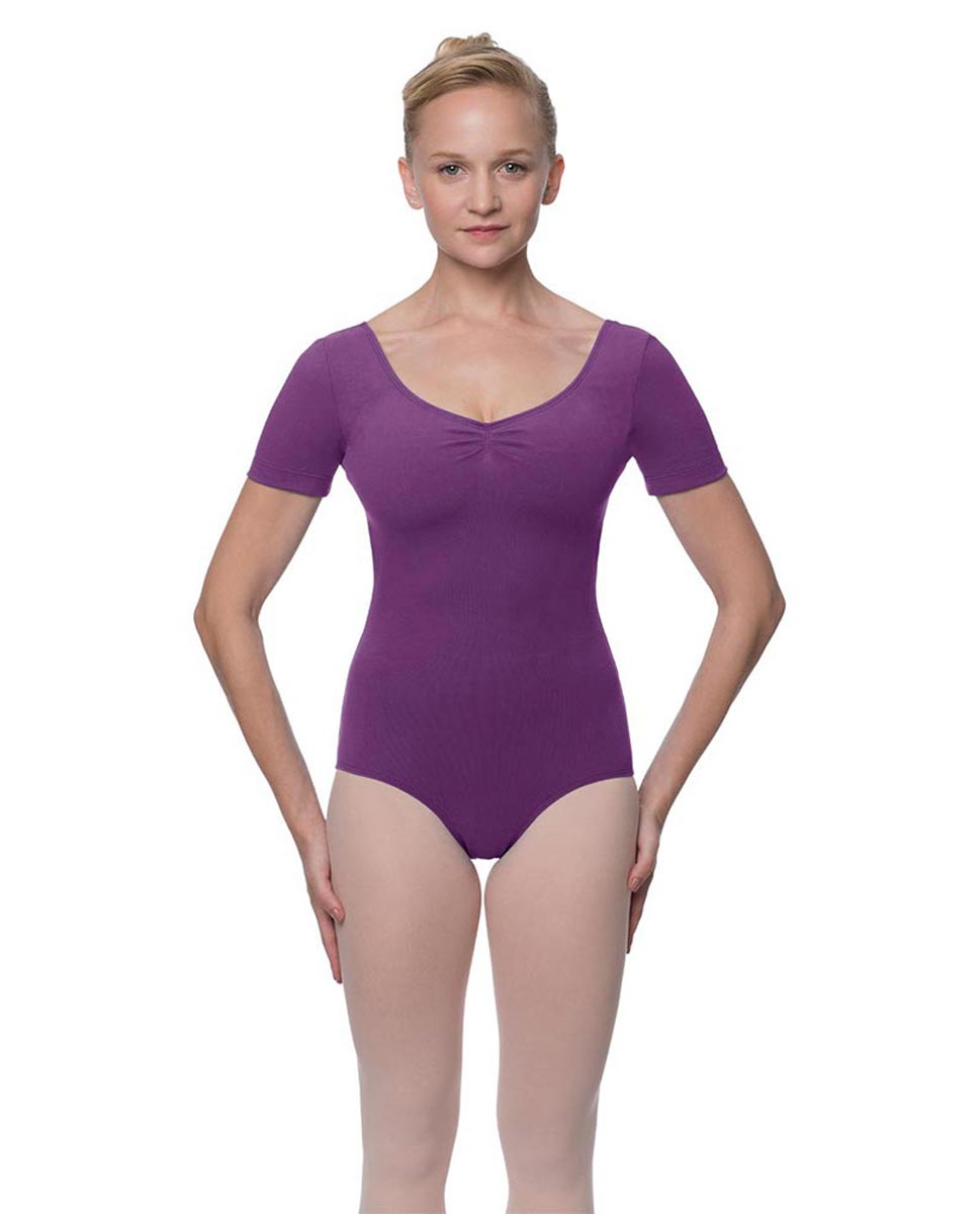 Womens Pinch Front and Back Short Sleeve Ballet Leotard Mckenzie GRAP