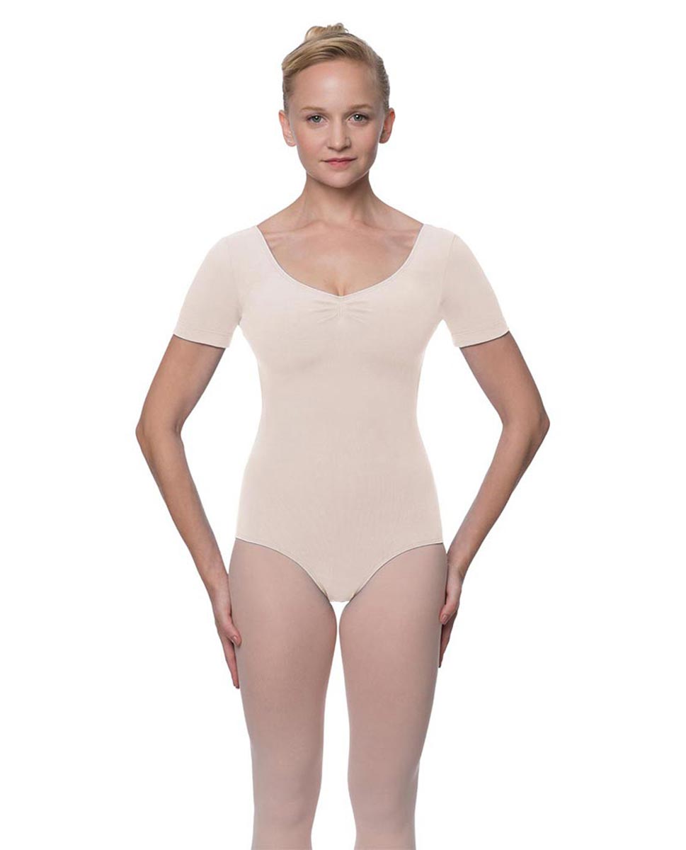 Womens Pinch Front and Back Short Sleeve Ballet Leotard Mckenzie LPNK