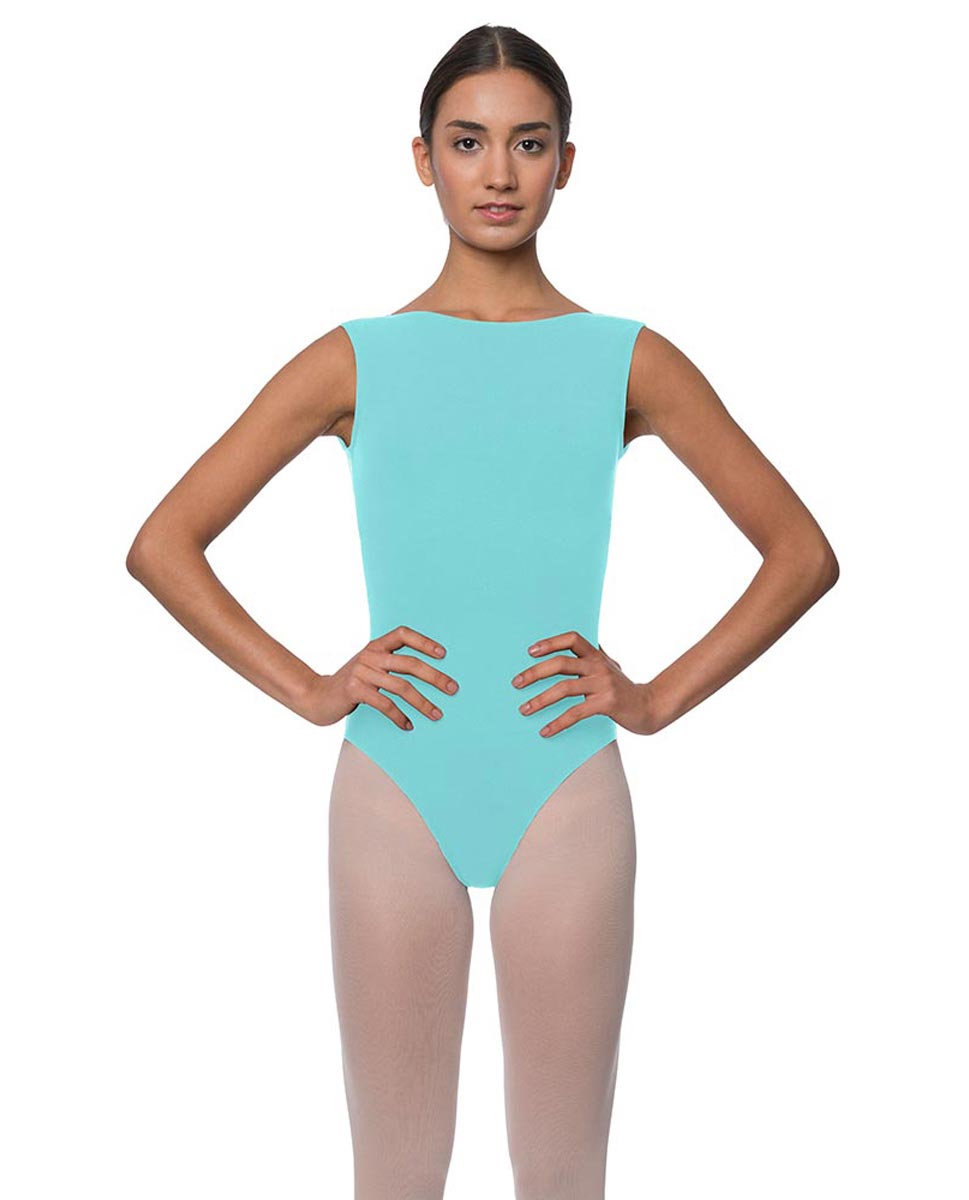 Womens High Boat Neck Tank Ballet Leotard Sabina AQU