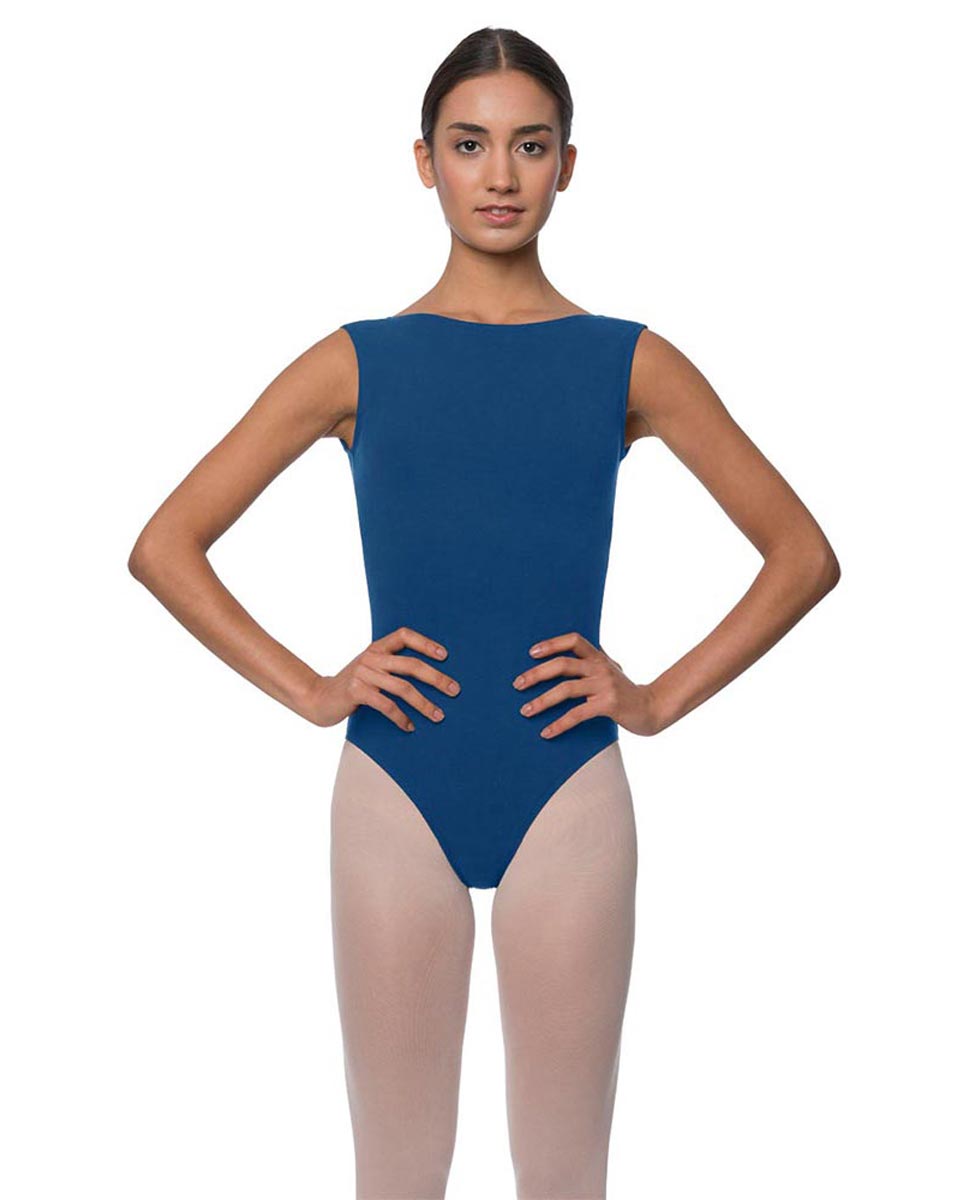 Womens High Boat Neck Tank Ballet Leotard Sabina BLUE