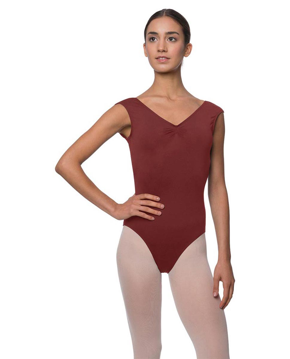 Womens Pinch Front Cap Sleeve Ballet Leotard Reyton BUR