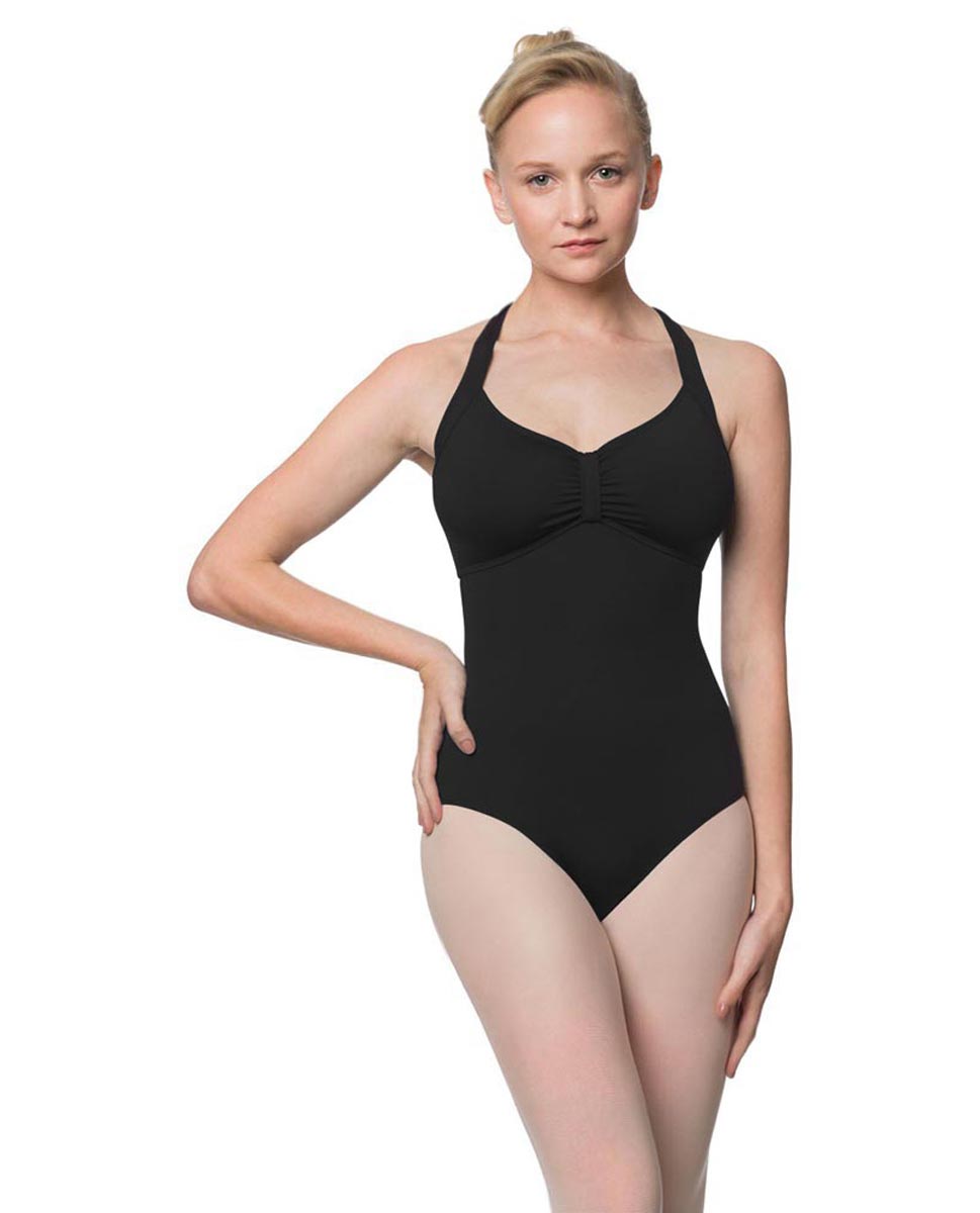 Adults Halter Open Back Dance Leotard Pearl BLK