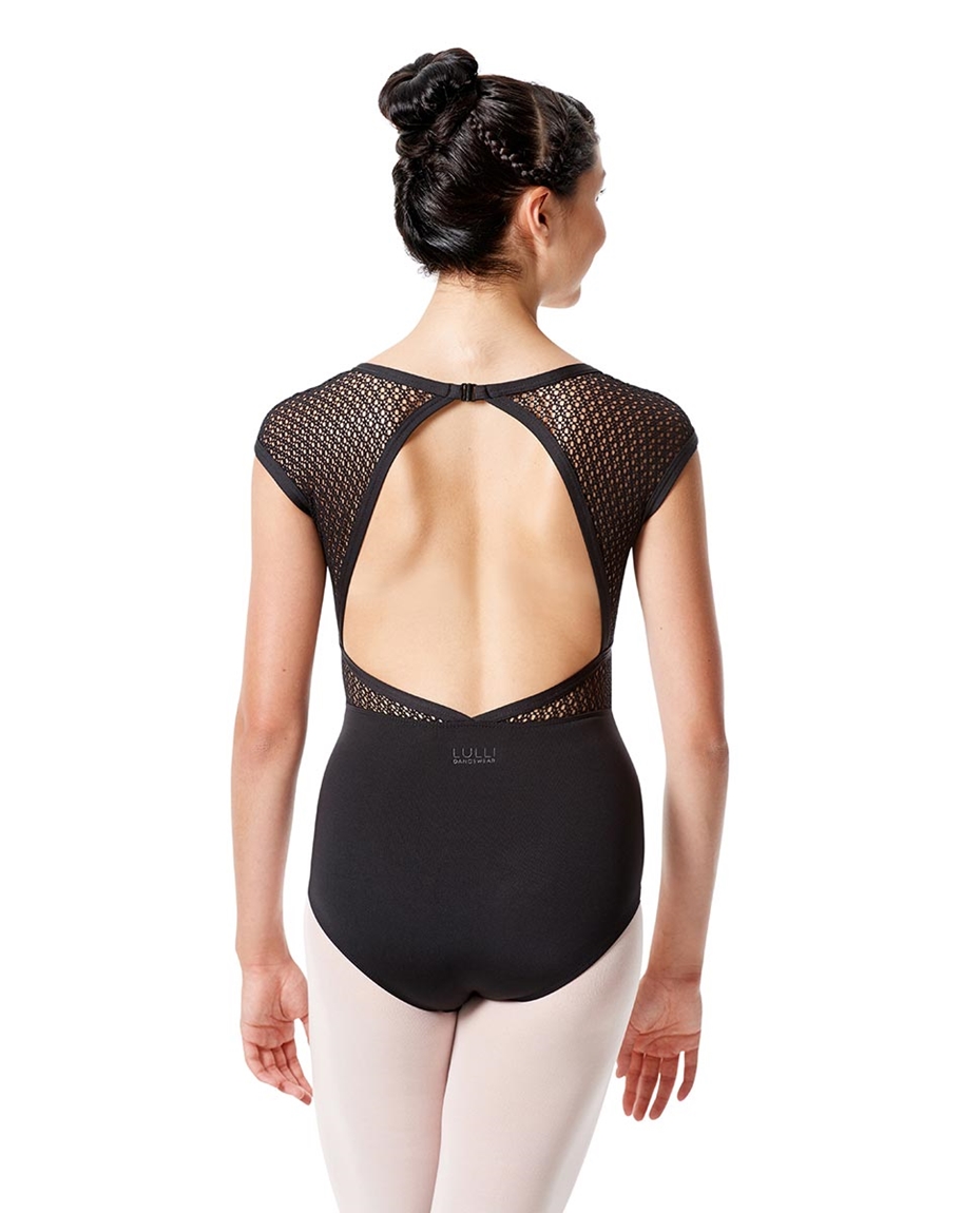 Womens Mesh Cap Sleeve Dance Leotard Ivanna back-womens-mesh-cap-sleeve-dance-leotard-ivanna