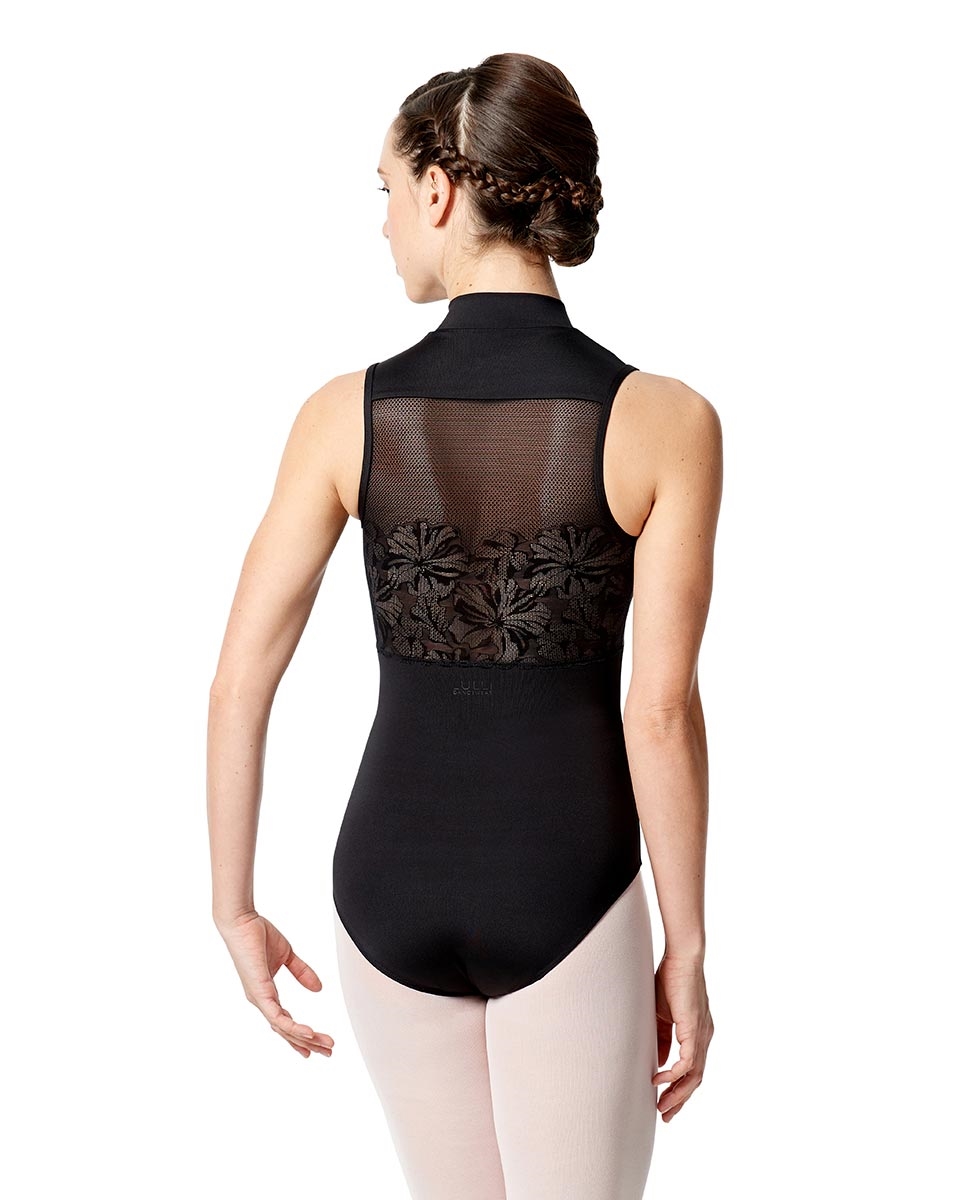 Womens Halter Zip Front Leotard Ximena back