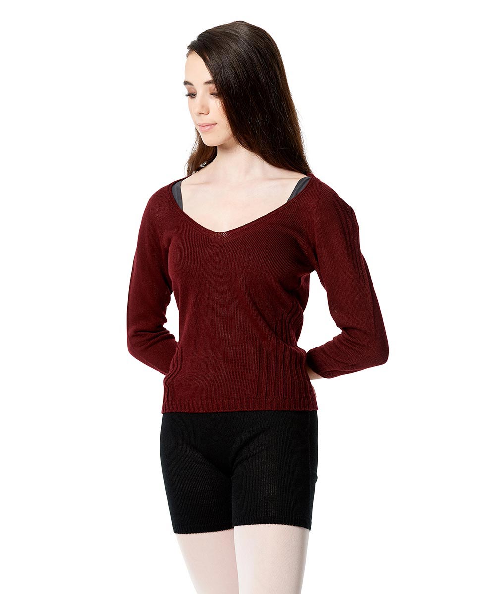 Knit Long Sleeve Dance Warm Up Sweater BUR