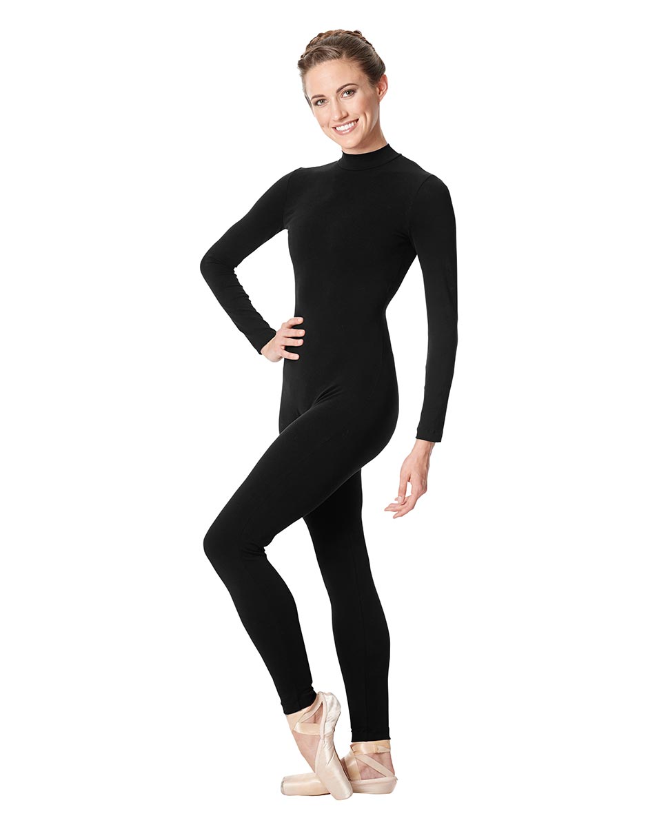 Adult Long Sleeve Mock Neck Dance Unitard Annabelle BLK