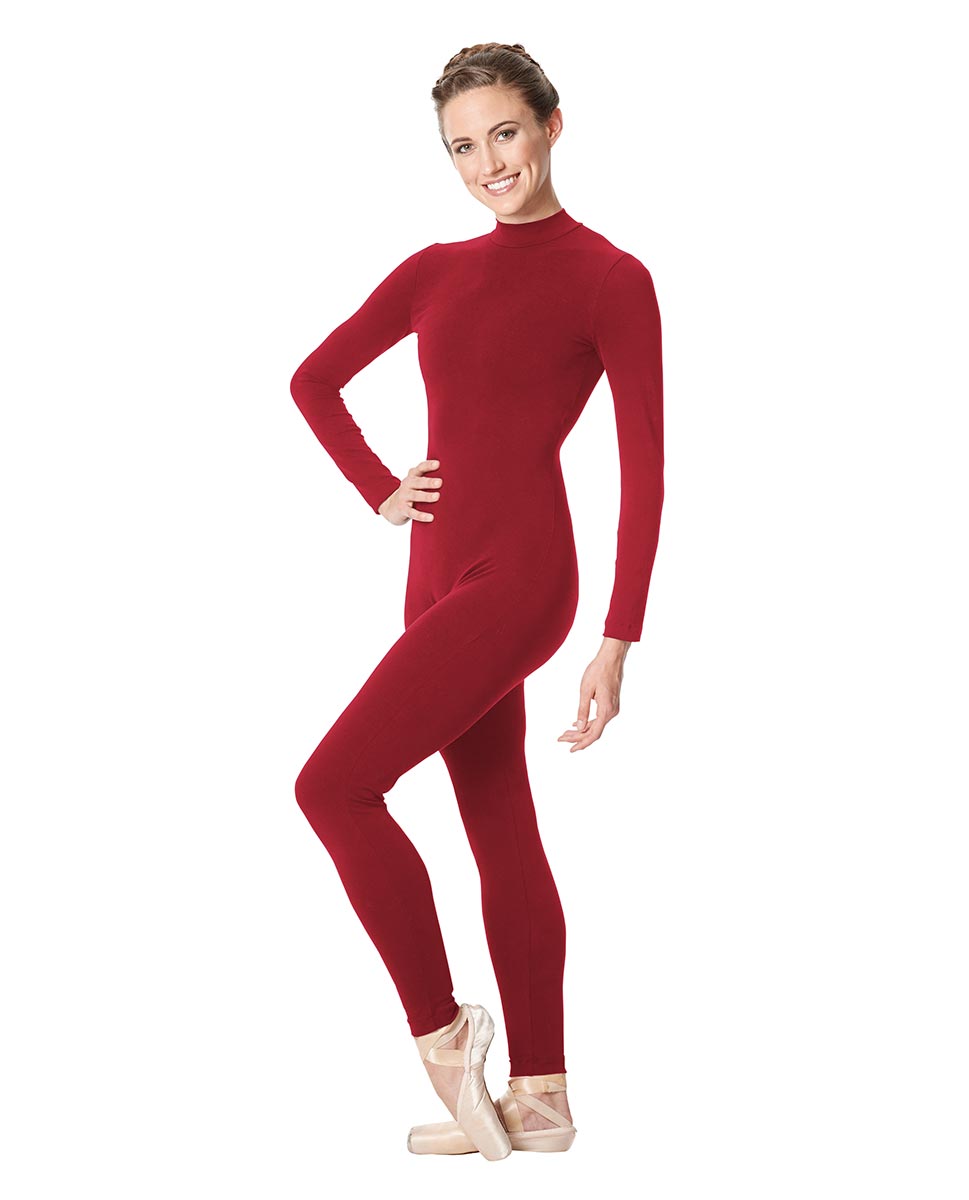 Adult Long Sleeve Mock Neck Dance Unitard Annabelle DRED