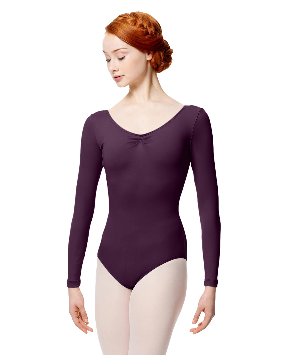 Adult Microfiber Long Sleeve Pinched Leotard Samantha AUB