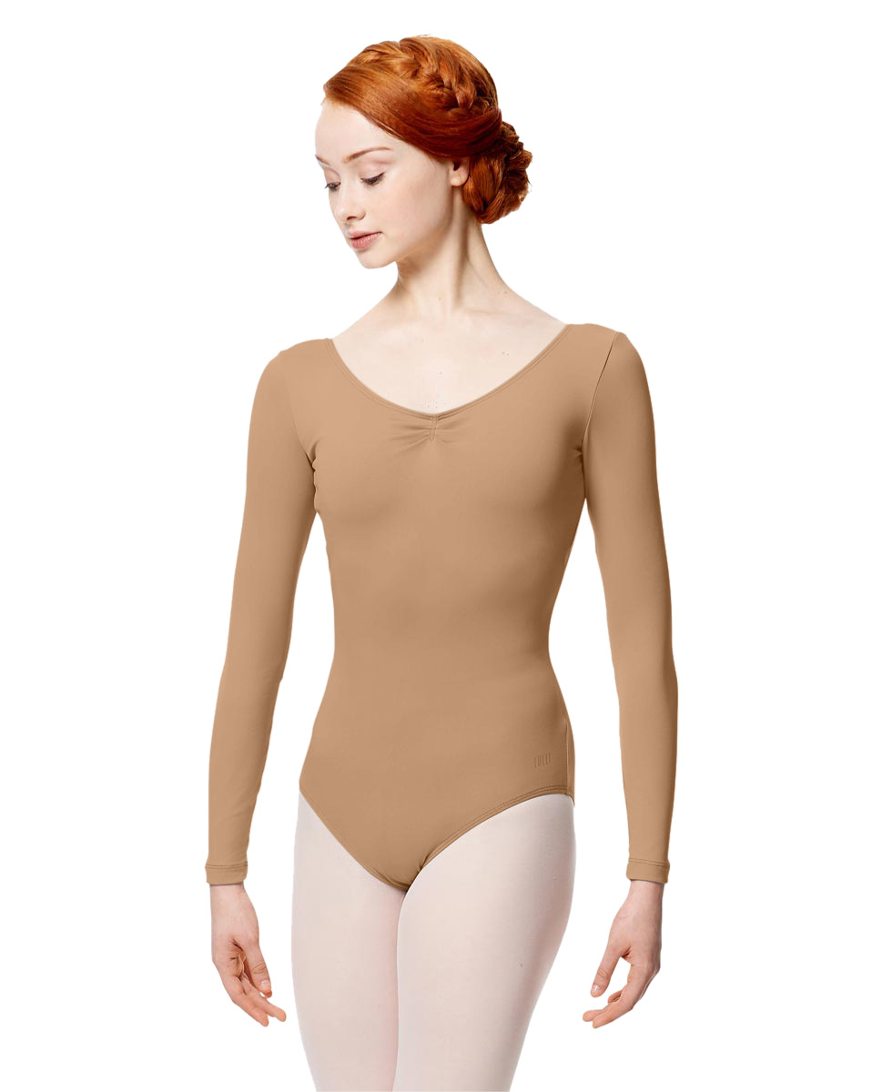 Adult Microfiber Long Sleeve Pinched Leotard Samantha NUD