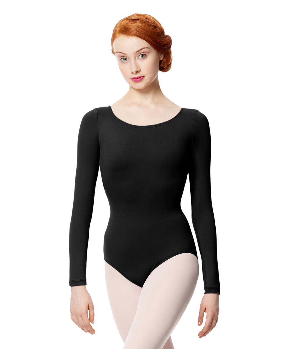 Adult Microfiber Long Sleeve Leotard Inez BLK