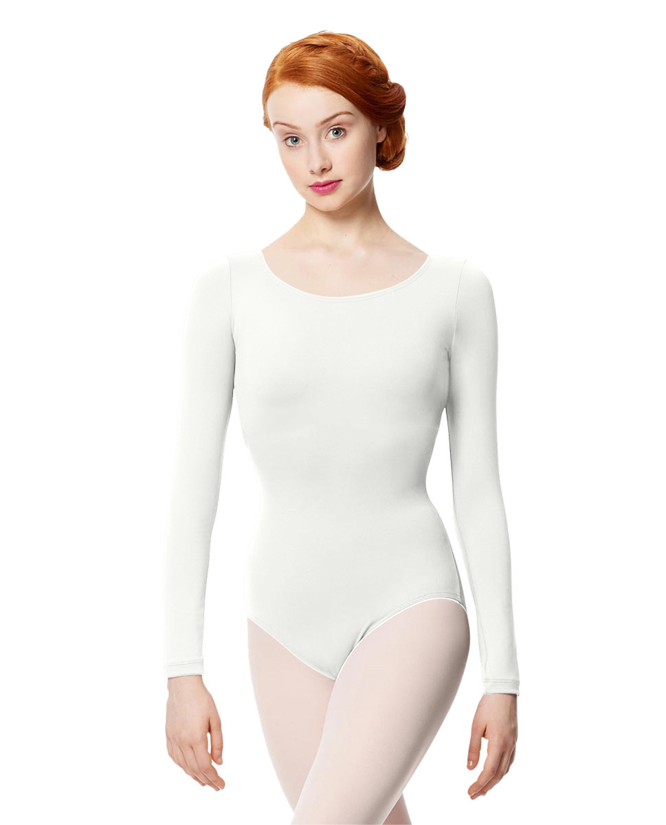 Adult Microfiber Long Sleeve Leotard Inez WHI