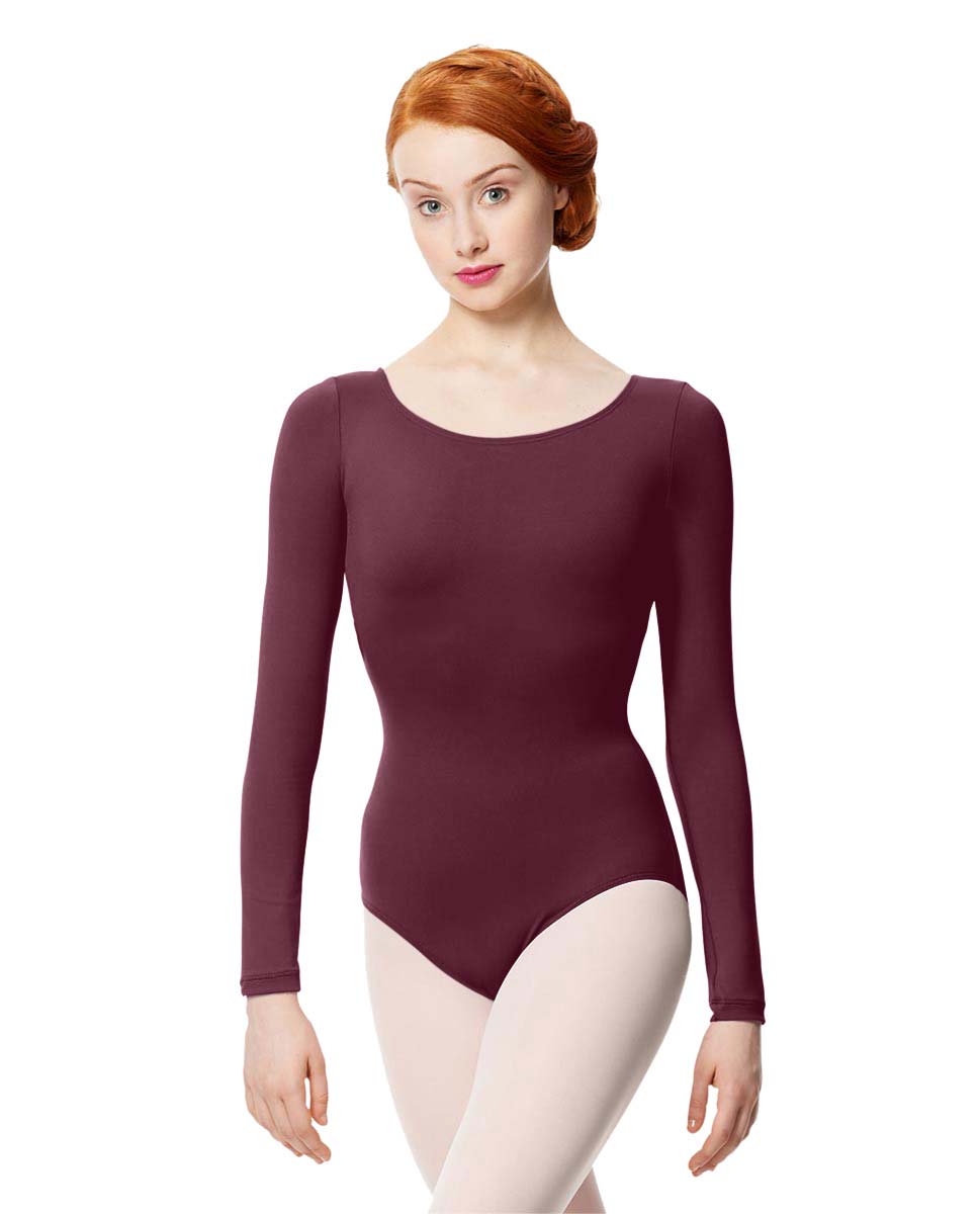 Adult Microfiber Long Sleeve Leotard Inez WINE