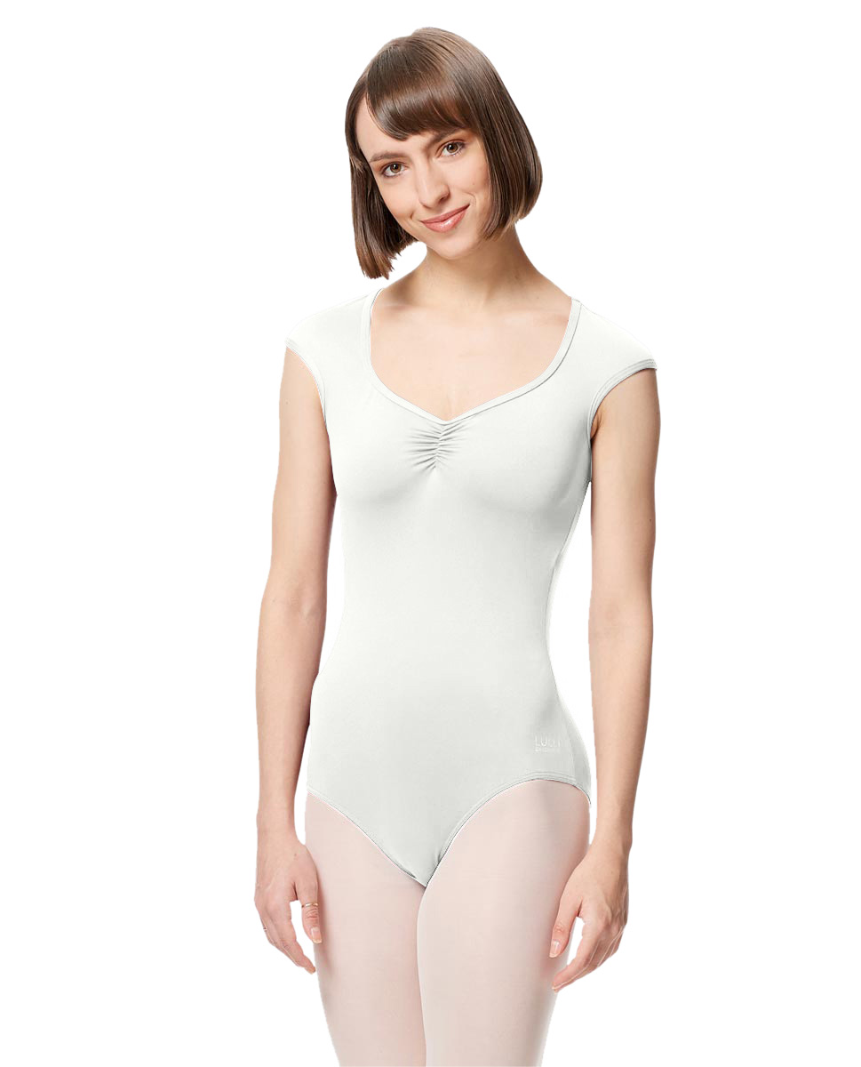 Adult Microfiber Strapy Back Cap Sleeve Leotard Eivet WHI