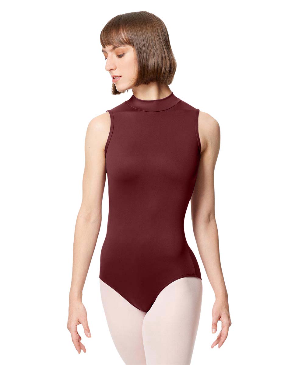 Adult Microfiber Mock Neck Sleeveless Leotard Fancy BUR