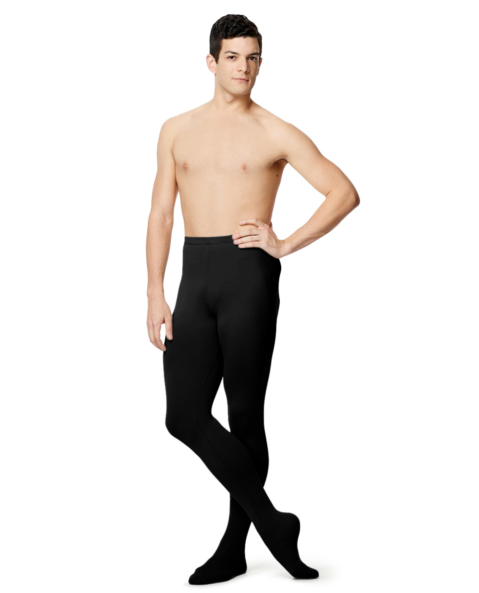 Mens Microfiber Footed Leggings Raphael BLK