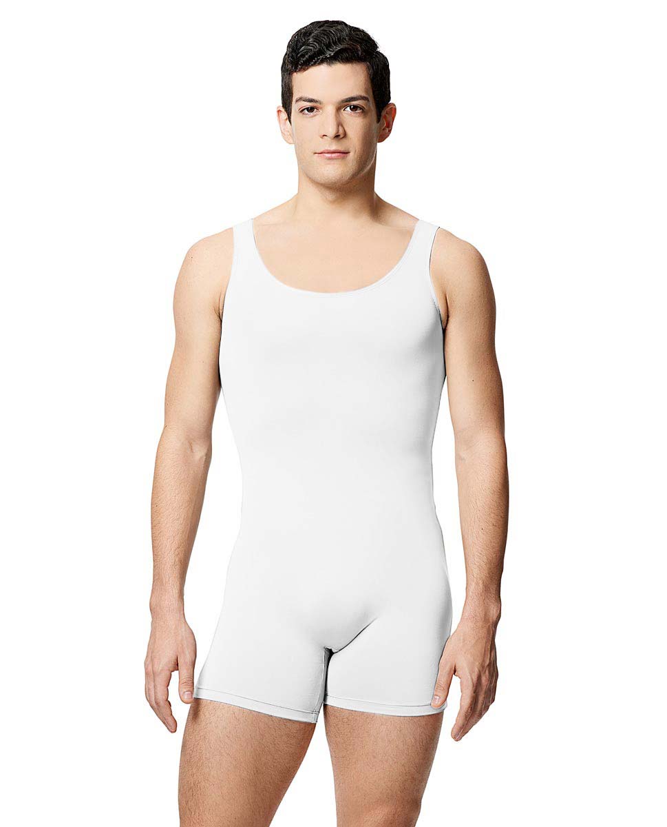 Mens Microfiber Tank Short Unitard Balzac WHI