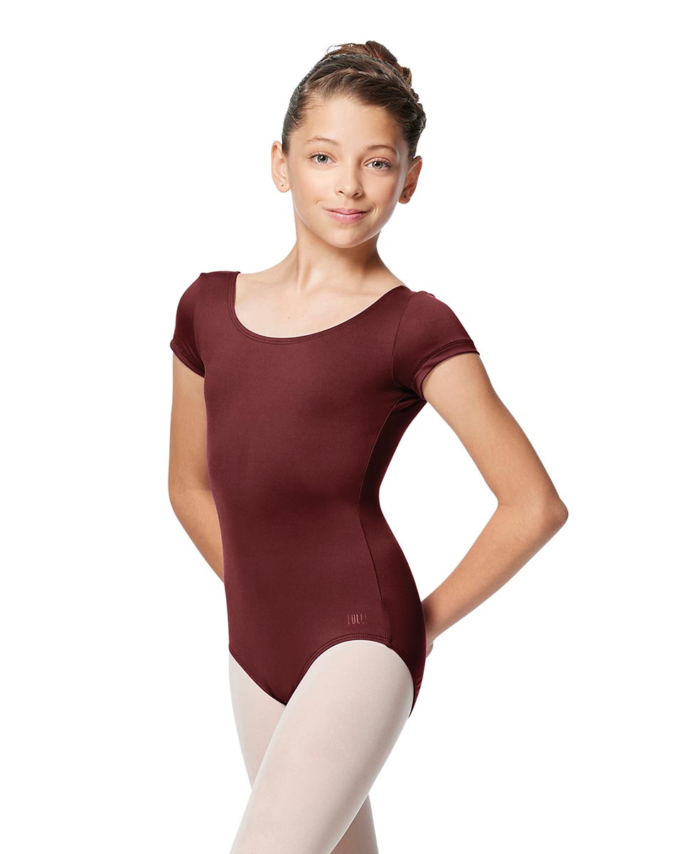 Girls Scoop Front Cap Sleeve Dance Leotard Alyona BUR