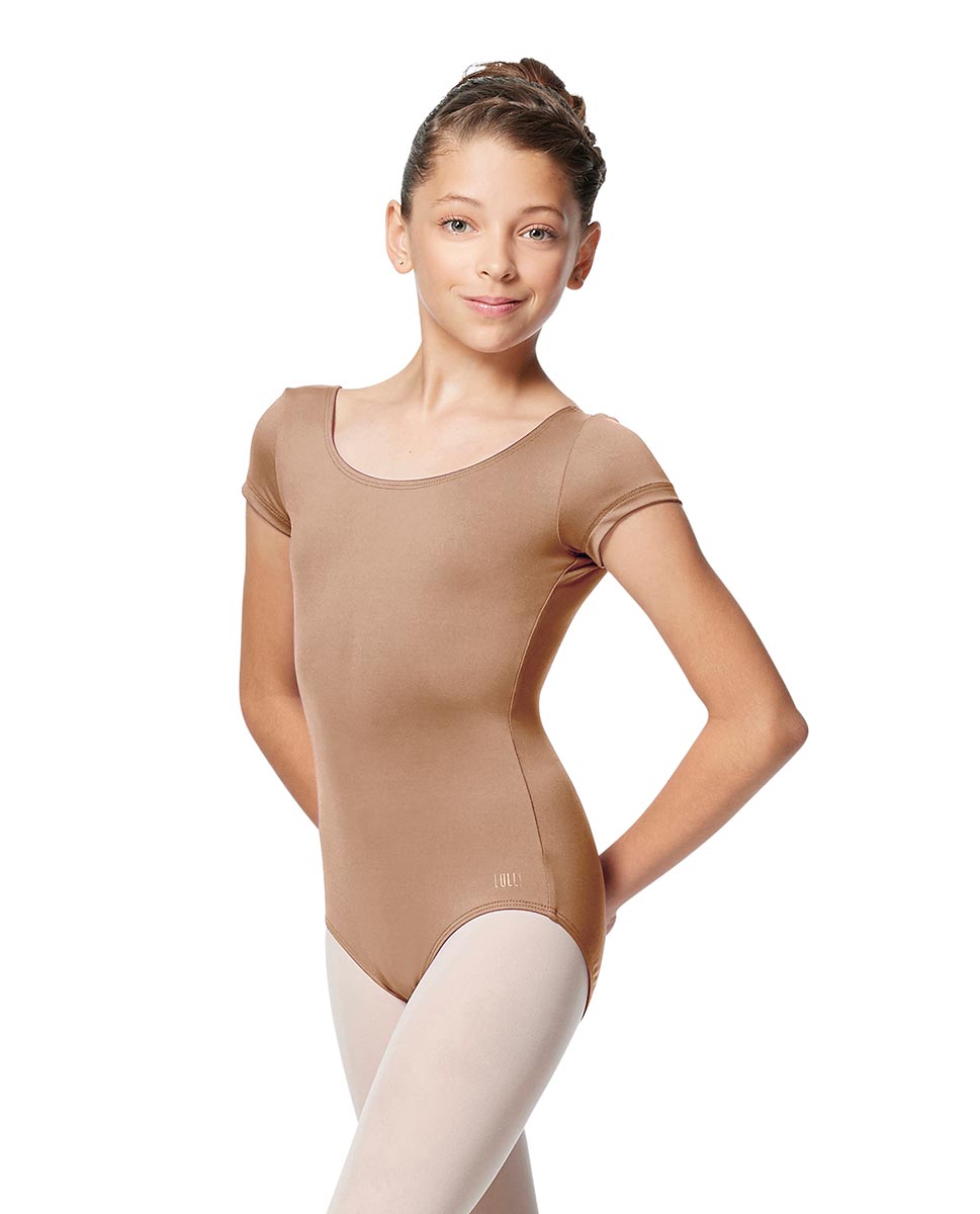 Girls Scoop Front Cap Sleeve Dance Leotard Alyona NUD