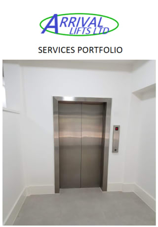 Front page of the Arrival Lift Services brochure