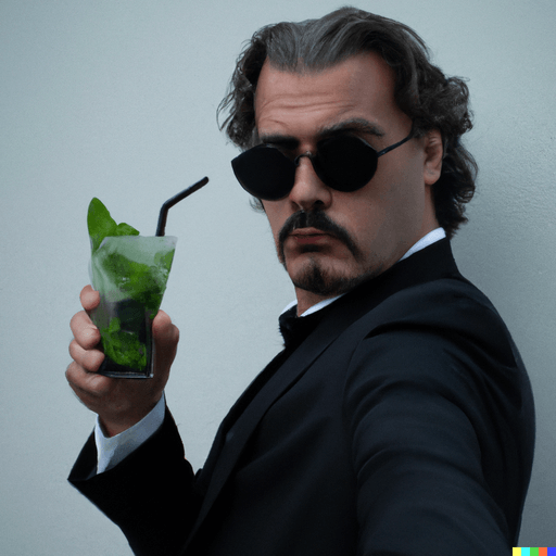 A photo of man holding a Mojito