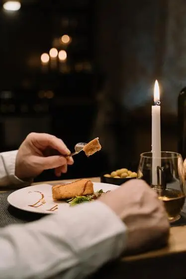 A photo of a person eating a meal