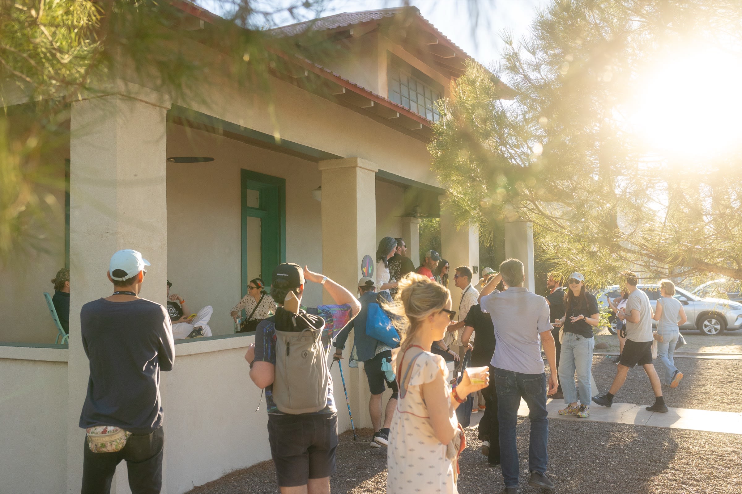Outdoor event space at sunset in Marfa