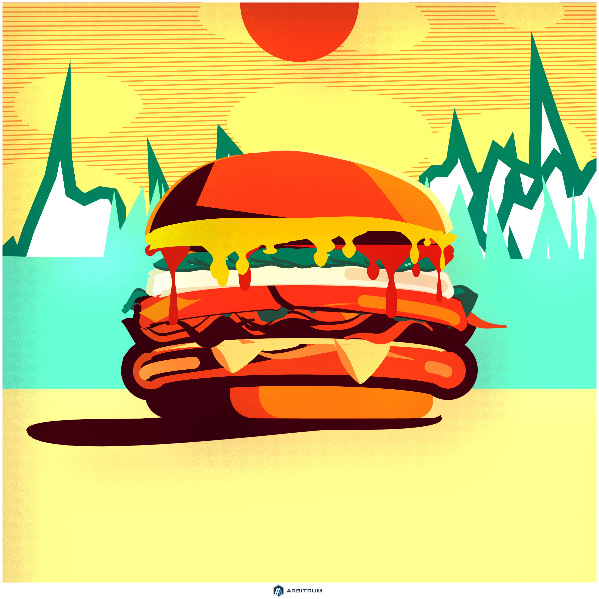 Artwork by generativeartist.com: Arbiburgers | ETHDenver