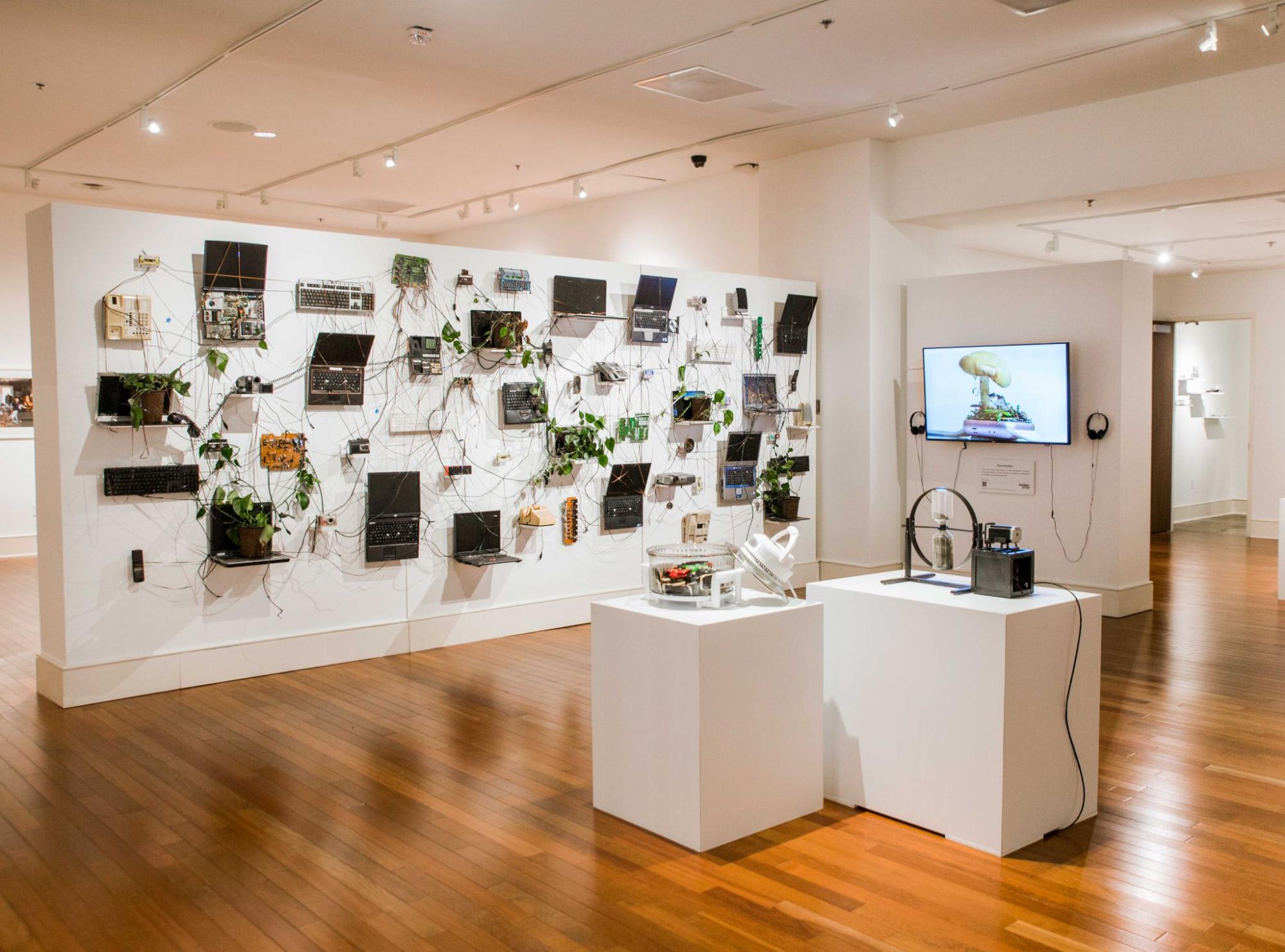 Installation view of Nathaniel Stern’s The World After Us- Imaging techno-aesthetic futures, January 2020. Museum of Wisconsin Art. Photo courtesy of Hope Glassel. .jpeg