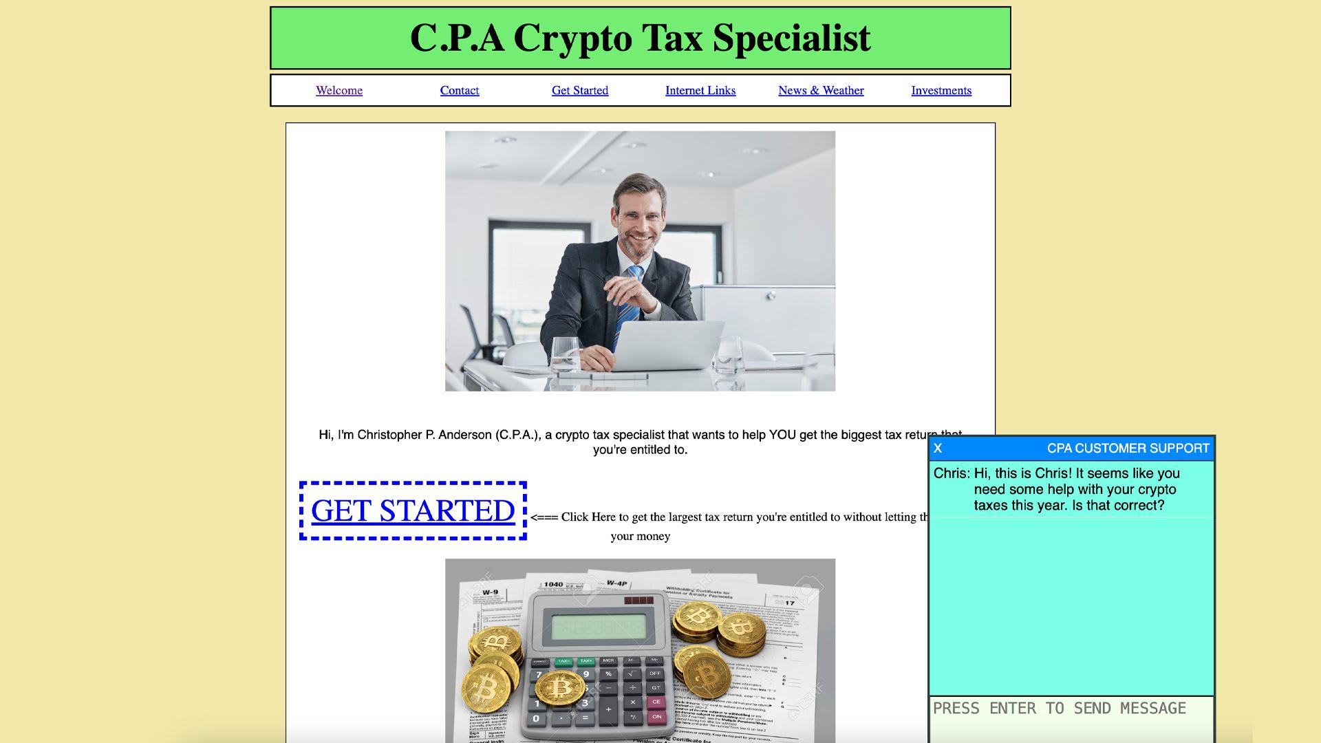 Crypto Tax Specialist (Interactive Website)