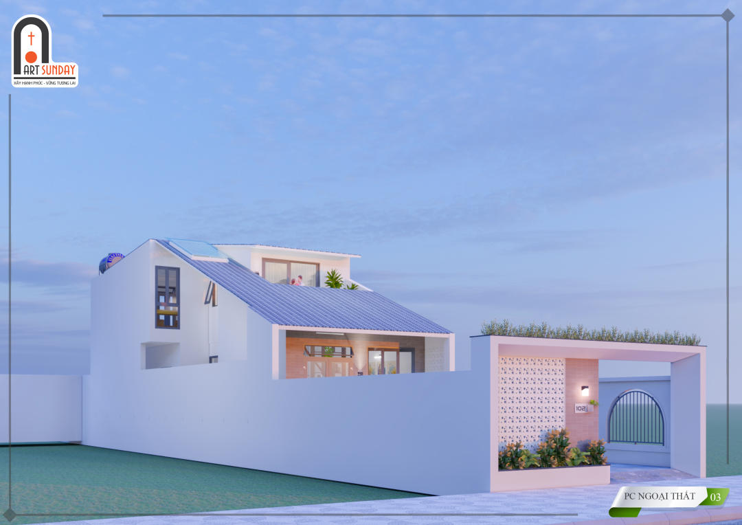 Thiết Kế Nhà Phố 2 Tầng Độc Đáo Tại Nam Định 6,5m x 30m