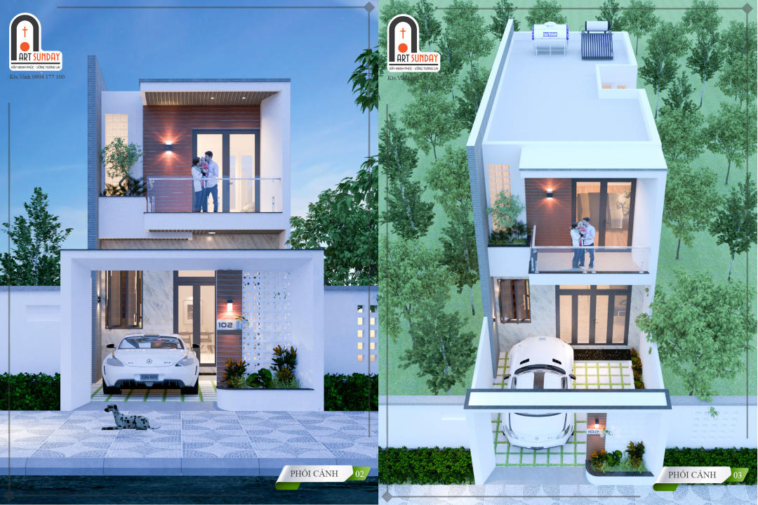 Thiết Kế Nhà Phố 2 Tầng Hiện Đại Tại Ninh Thuận 5x17m