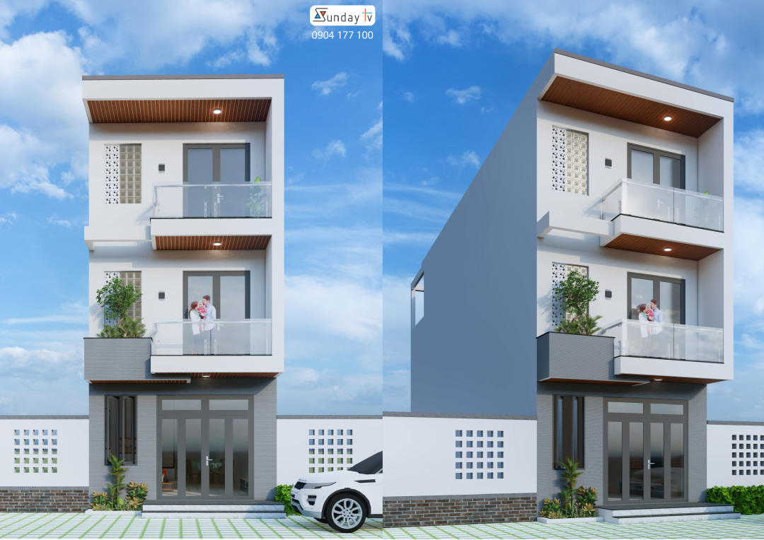 Thiết Kế Nhà Phố 3 Tầng, Phong Cách Hiện Đại, 5x20m