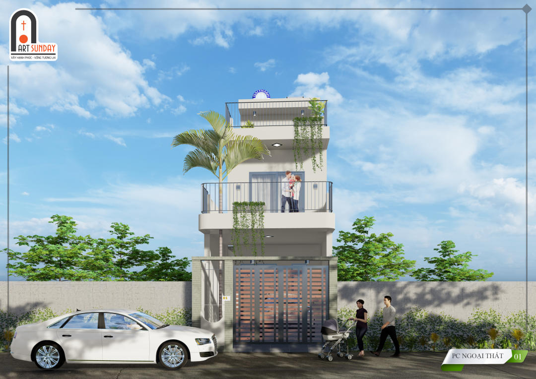 Thiết Kế Nhà Phố Đẹp 3 Tầng Độc Đáo Tại Dĩ An - Bình Dương