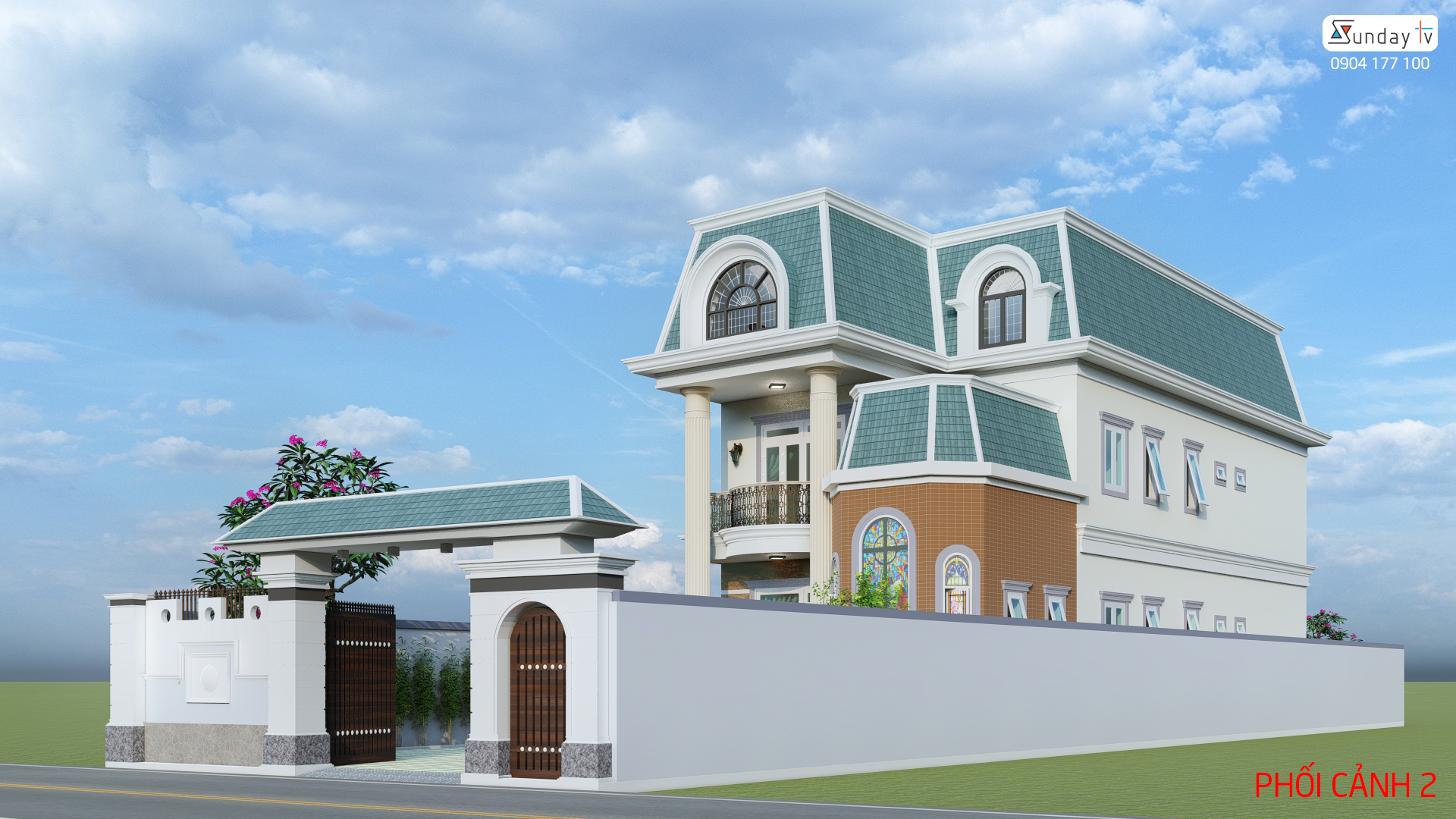 Mẫu Thiết Kế Biệt Thự Cổ Điển Tại Tp.Thuận An, Bình Dương 8x20m