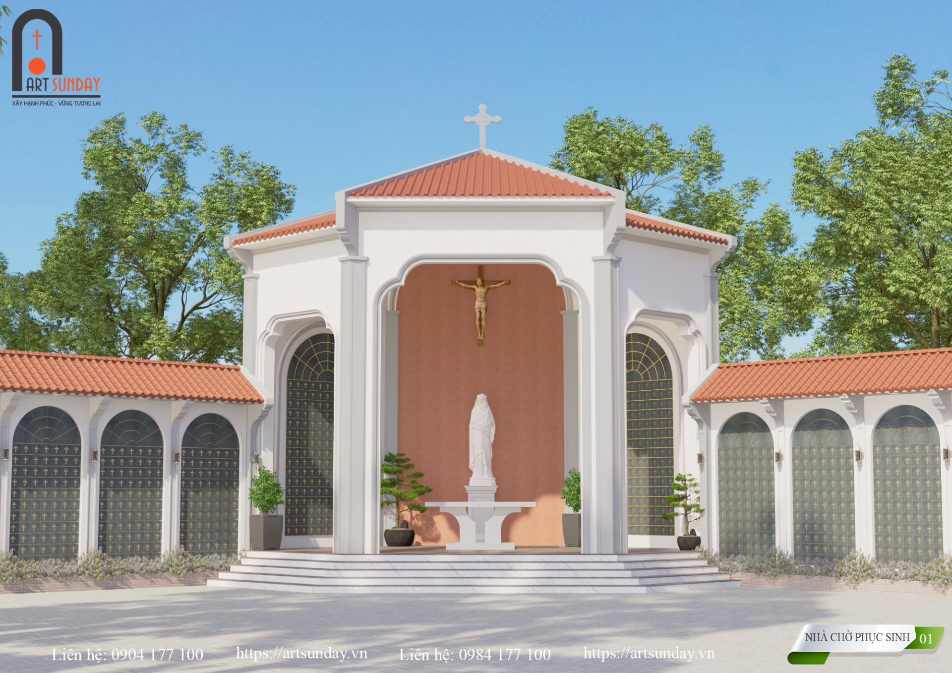 Thiết kế Nhà Chờ Phục Sinh – Tượng Đài Đức Mẹ Maria theo Phong Cách Indochine