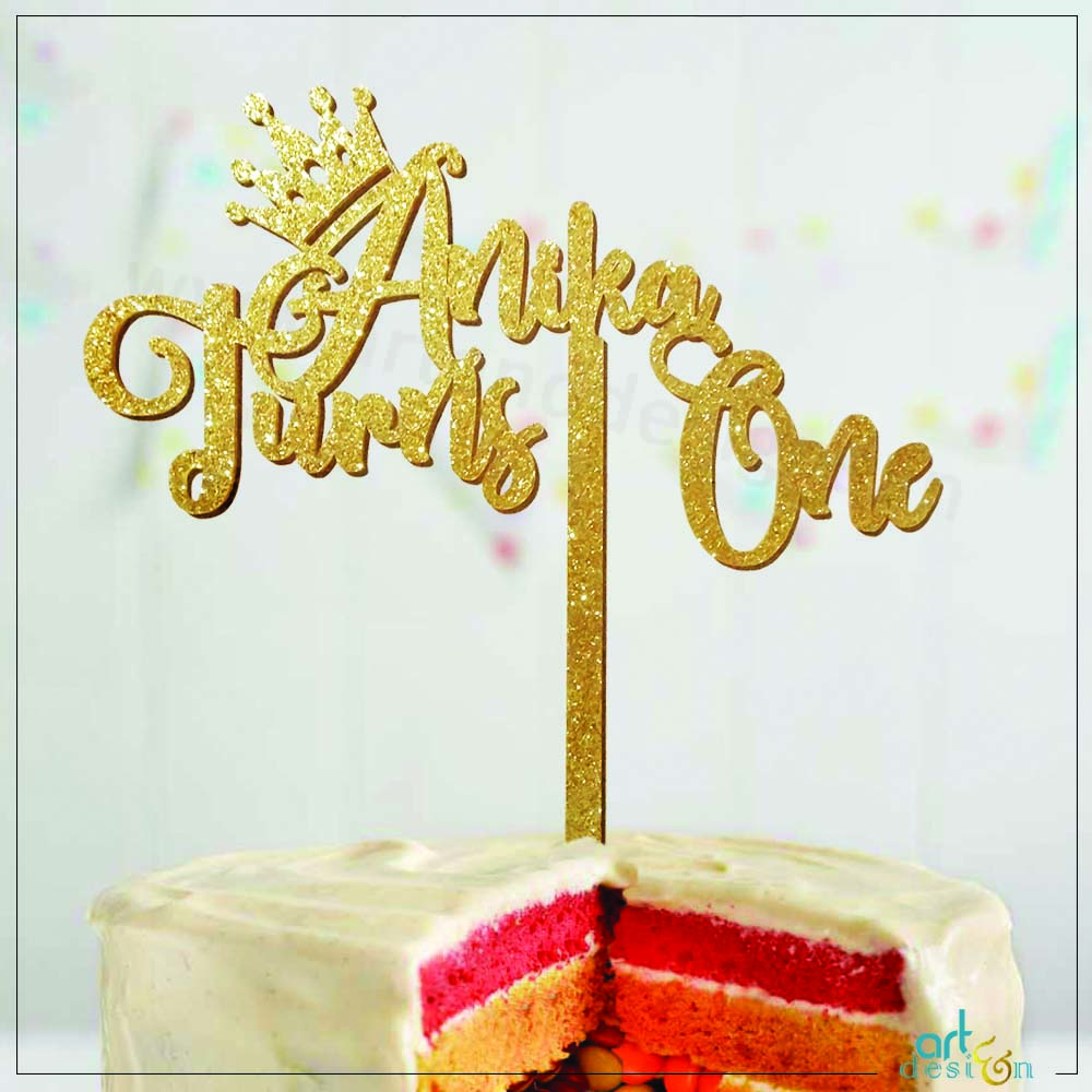 Gold Sparkling Fizz Acrylic Cake Topper - Number 4