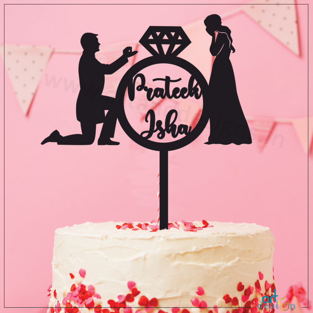 Engagement Cake Topper With Couple Name