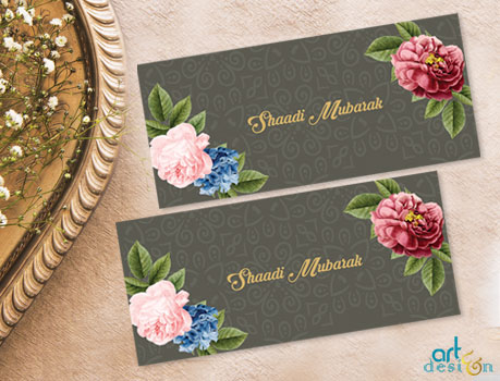 Wedding Money Envelope With Vintage Floral And Indian Background