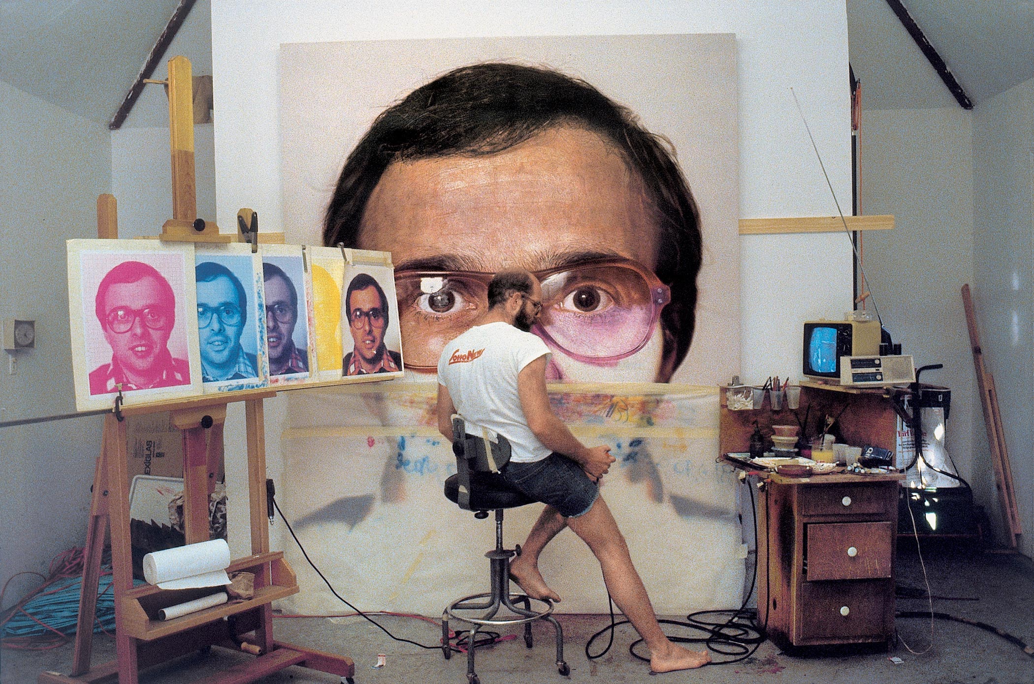 Chuck Close in his studio