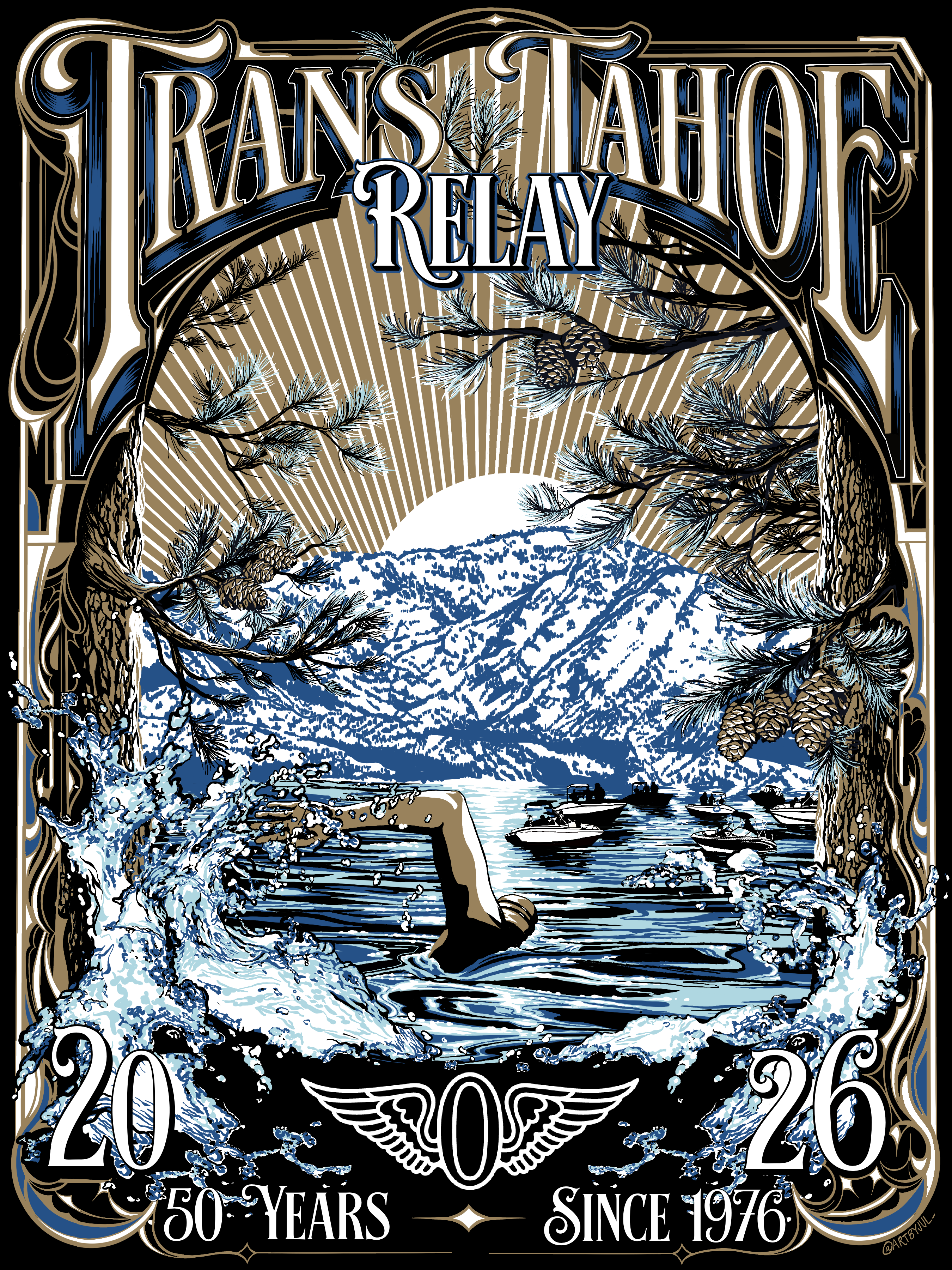 Event poster for The Olympic Club's Lake Tahoe Open open water relay - View 1