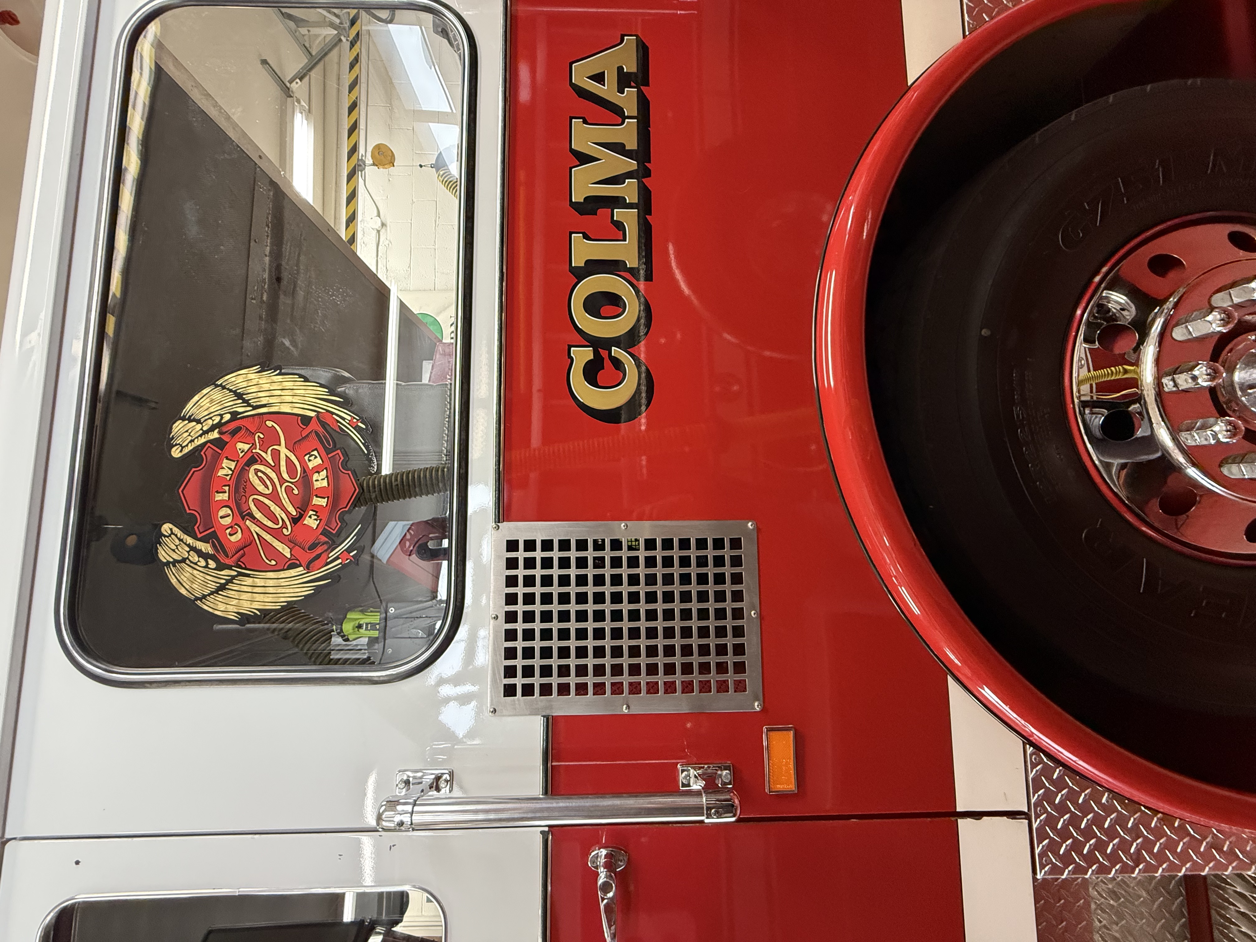 Colma Fire decal on fire truck