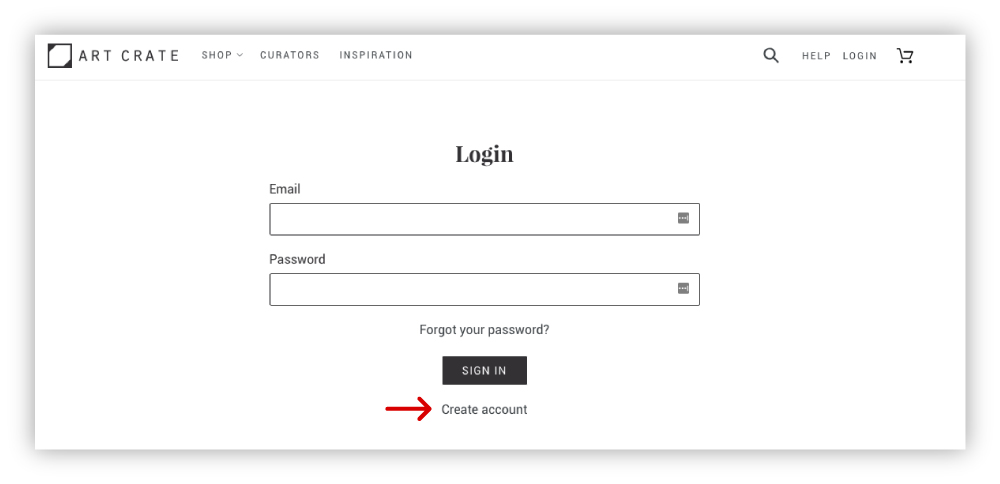 Art Crate Creating Account Step Two