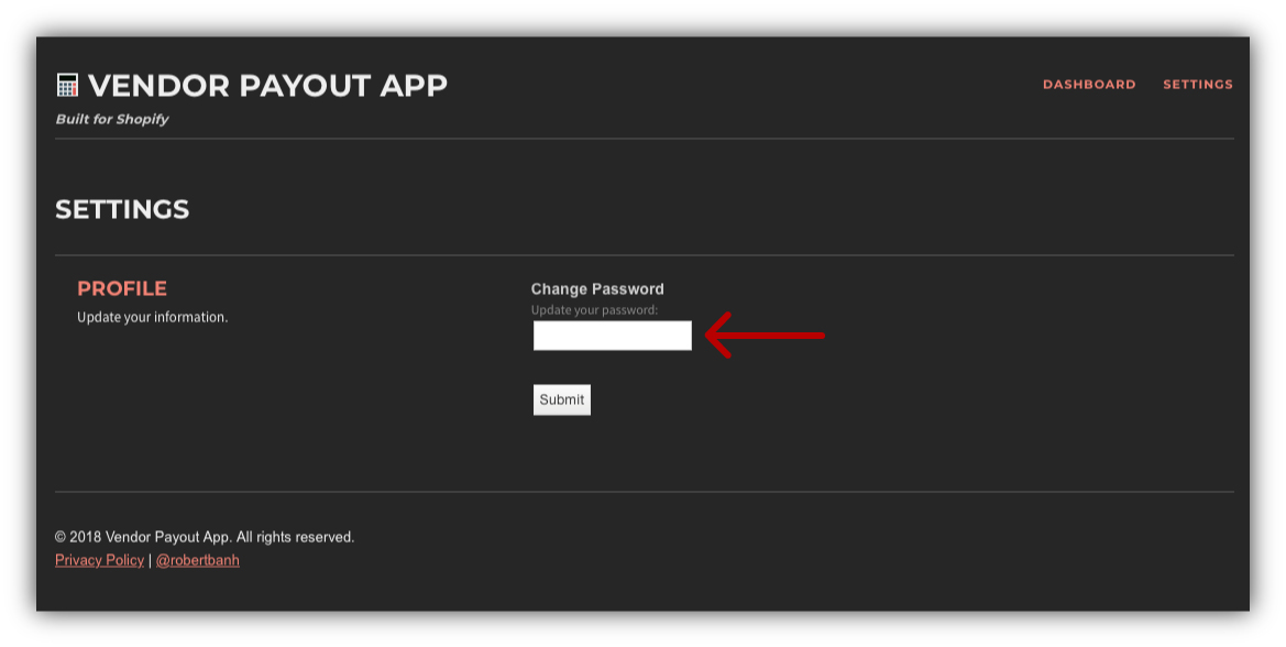Art Crate Artist Royalty Password Change Step 2